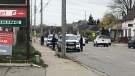London police on scene for a weapons investigation on Adelaide Street. (Jordyn Read / CTV London)