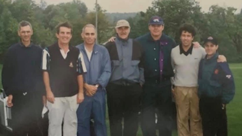 Sean Connery (centre, Chris Goodwin (his left) in this undated picture from Redtail Golf Course in the late 90’s. (Source: Jeremy Jeffery, far Right) 