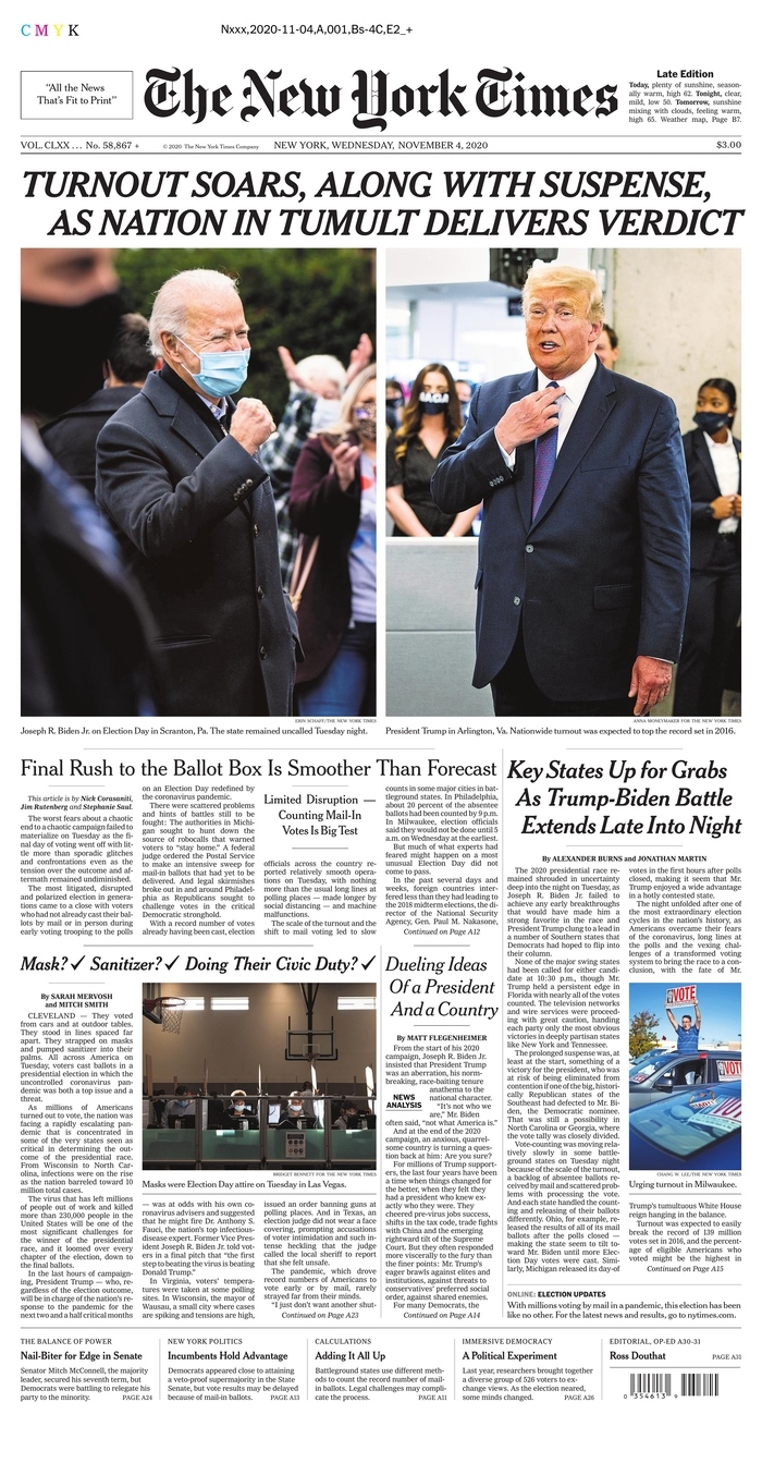 2020 election: Newspaper front pages day after presidential election ...