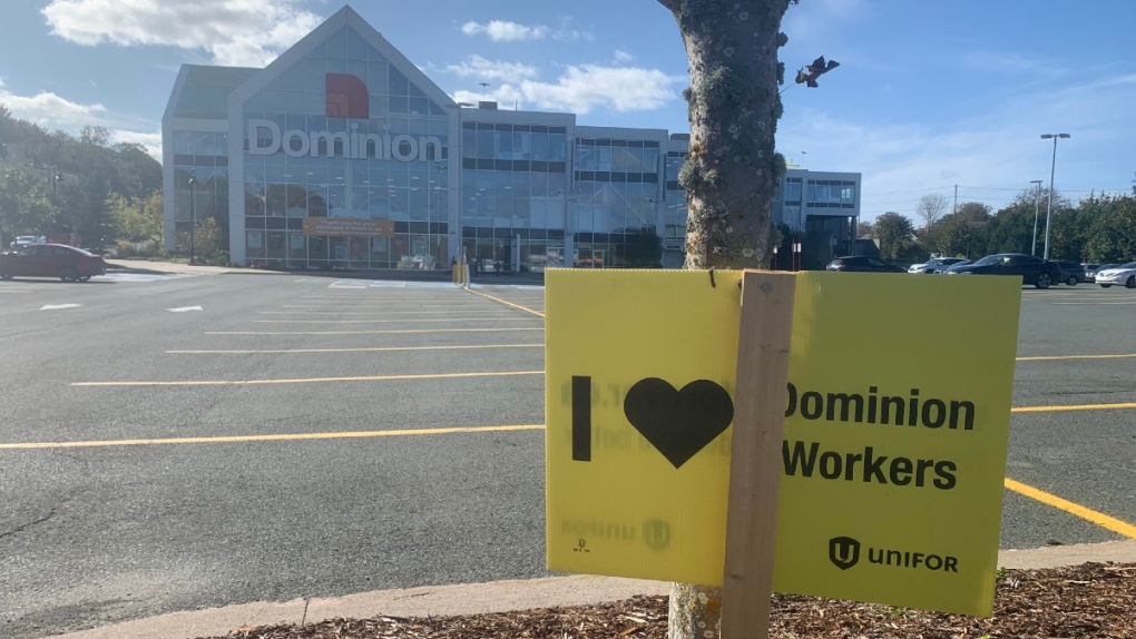 Strike sign at a Dominion store in St. John's N.L.