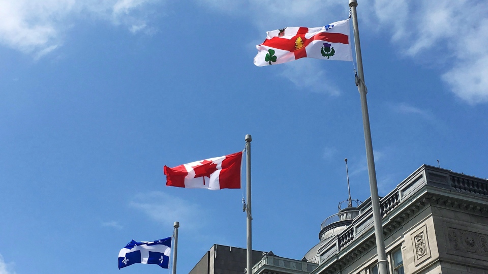 Montreal flag with Indigenous centre