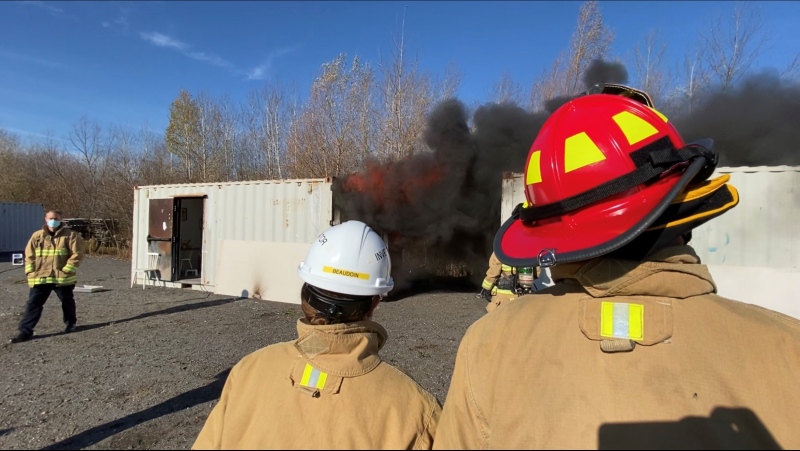 Ottawa Fire Service fire investigators hone their skills learning how fires evolve and spread at a training facility. Ottawa, ON. Nov. 05, 2020. (Tyler Fleming/CTV News Ottawa)