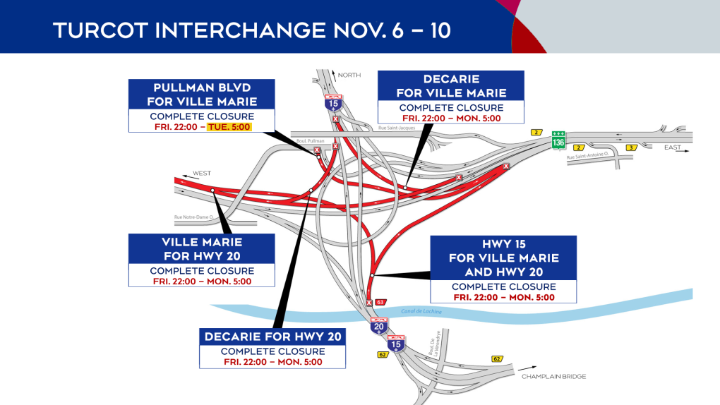 Turcot Interchange closures Nov. 6-10