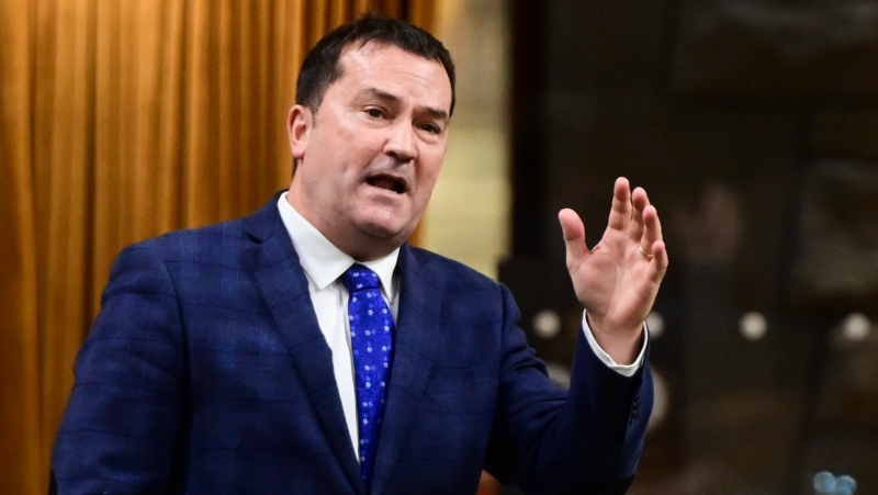 Bloc Quebecois member of Parliament Alain Therrien asks a question during question period in the House of Commons on Parliament Hill in Ottawa on Monday, Oct. 26, 2020. THE CANADIAN PRESS/Sean Kilpatrick