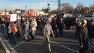 A 'Freedom March' is held in Aylmer, Ont. on Nov. 7, 2020. (Brent Lale/CTV London)