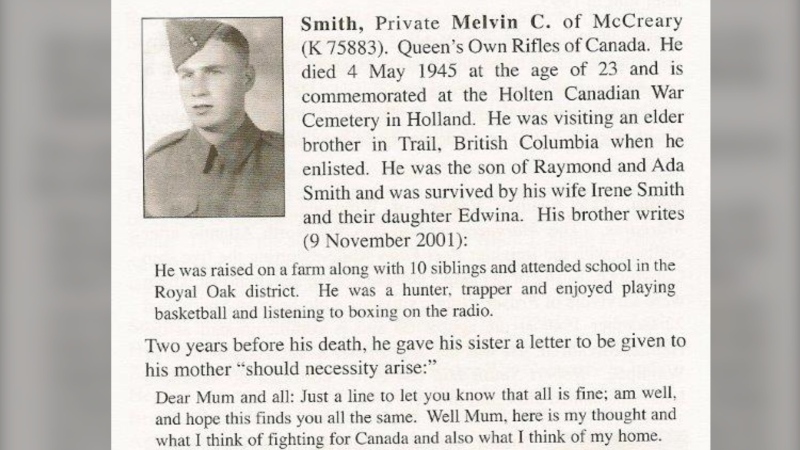 Private Melvin C. Smith's obituary. (Submitted: Smith family)