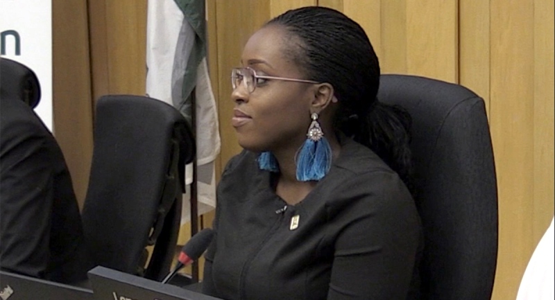City Councillor Arielle Kayabaga is seen at City Hall in London, Ont. in this file photo. (Daryl Newcombe / CTV News)