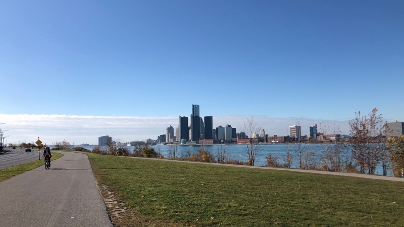 A riverfront trail along the Detroit River in Windsor, Ont., on Sunday, Nov. 8, 2020. (Melanie Borrelli / CTV Windsor)