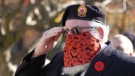 Veterans and invited guests were in attendance at the Remembrance Day ceremony while others joined in from home in Windsor, Ont. on Wednesday, Nov. 11, 2020. (Ricardo Veneza/CTV Windsor)