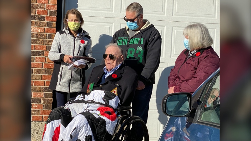 Second World War veteran Bill Neil was recognized with a special Remembrance Day ceremony at his home. (Source: Jon Hendricks) 