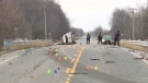 Ontario Provincial Police investigate a fatal crash north of Winchester. (Mike Mersereau/CTV News Ottawa)
