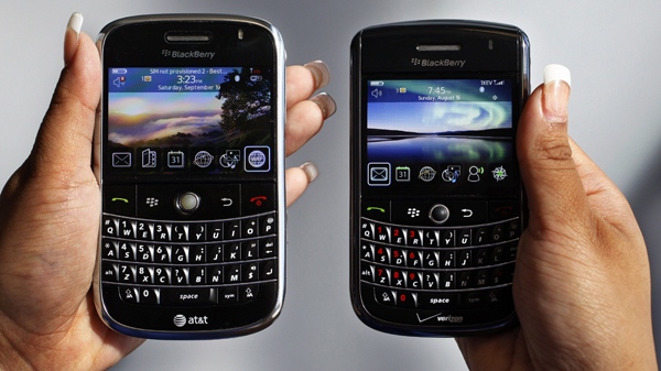 A BlackBerry Bold, left, and Blackberry Tour are shown in this recent photo. (AP / Paul Sakuma)