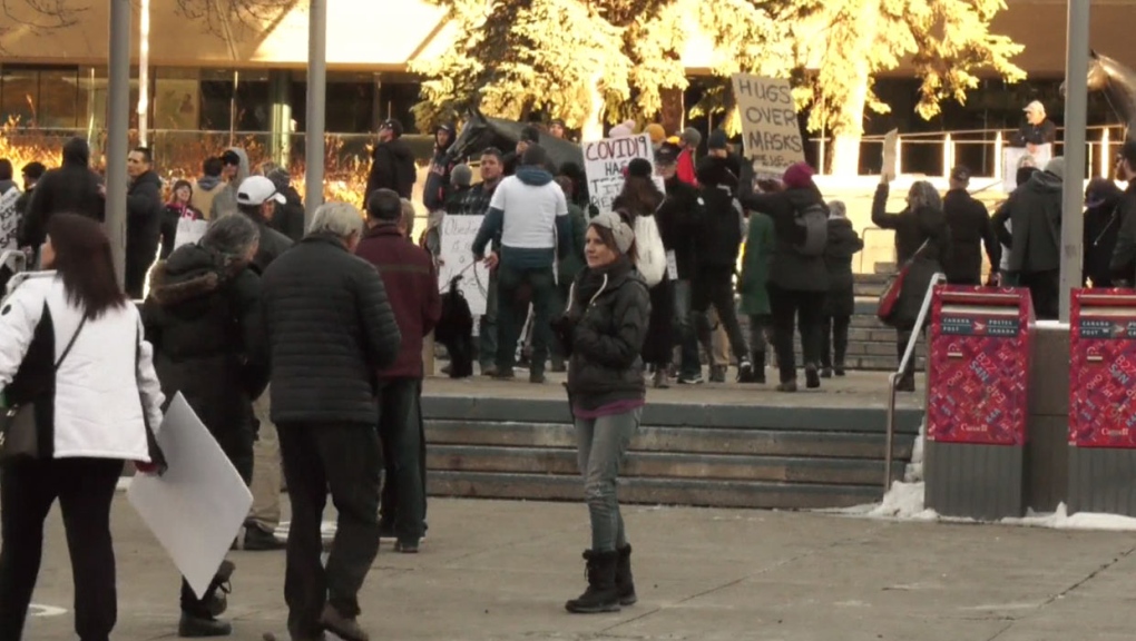 calgary, olympic plaza, anti-shutdown, protest, an