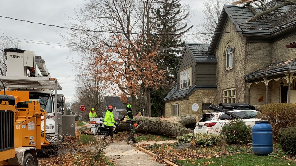 Crews clean up damage on Mary Street