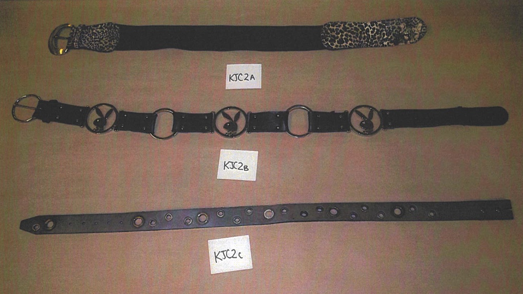 Photo of belts, evidence in Lafleche trial