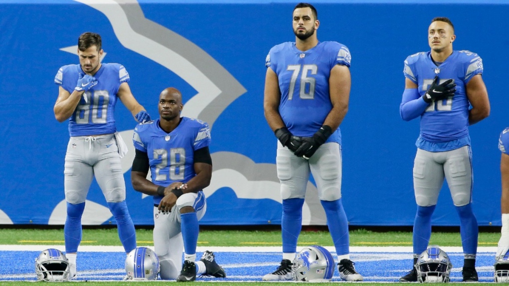 Detroit Lions' Oday Aboushi (76), stands