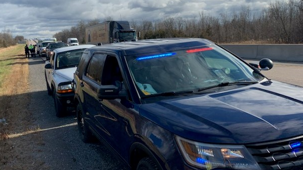The OPP says a vehicle was stopped for unauthorized licence plates on Highway 401 in Napanee on Tuesday. (Photo courtesy: OPP_ER)