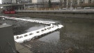 The National Capital Commission has installed a third pipe at the bottom of the Rideau Canal in downtown Ottawa, hoping it will help freeze the skateway this winter. (Leah Larocque/CTV News Ottawa)