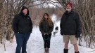 Heather Jamison, Alexandra Green and Glen Green. The Greens helped rescue Jamison's partner, Leah Grigg, from the river. (Kaitlyn Schropp/CTV Saskatoon)