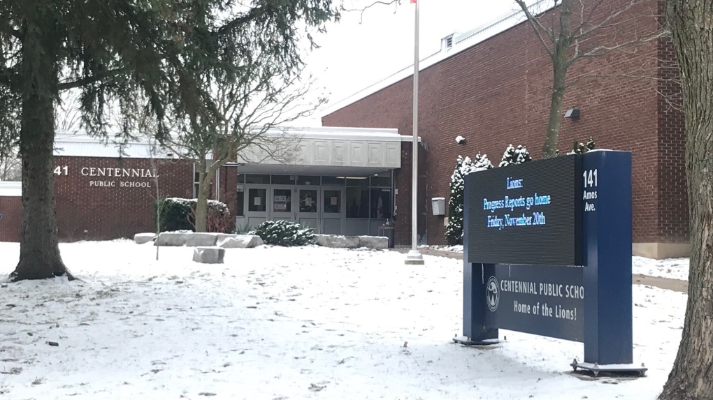 Centennial Public School in the snow