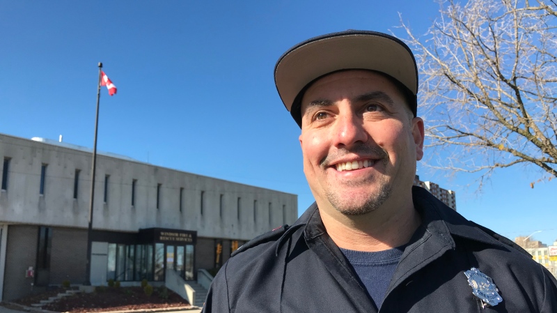 Firefighter Derek Bull plans to sleep outside in lieu of annual Chili Fest fundraiser to help local organizations in Windsor, Ont. on Wednesday, Nov. 18, 2020. (Michelle Maluske/CTV Windsor)