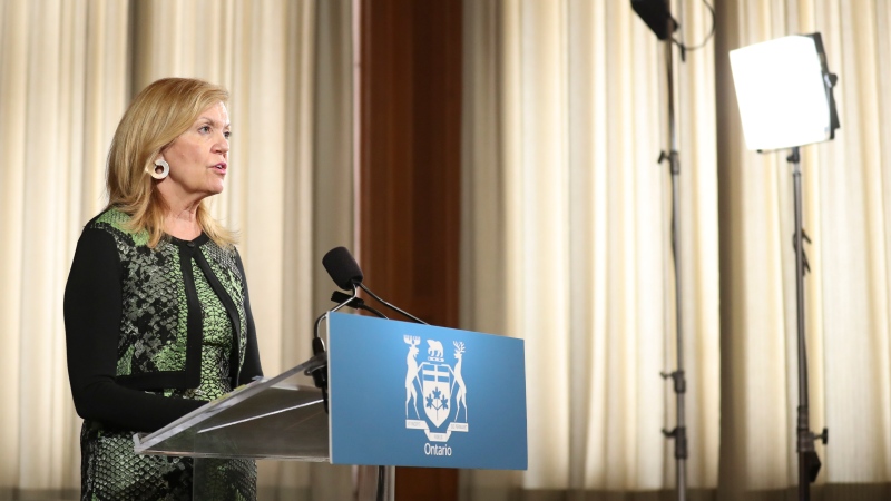 Ontario Deputy Premier and Minister of Health Christine Elliott addresses the COVID-19 daily press conference at the Ontario Legislature at Queen's Park in Toronto, Monday, June 22, 2020. THE CANADIAN PRESS/Richard Lautens -Pool