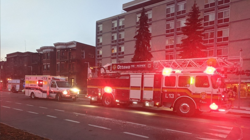 Ottawa firefighters raced to the scene of an apartment fire on Cobourg Street Thursday morning. (Scott Stilborn/Ottawa Fire Services)
