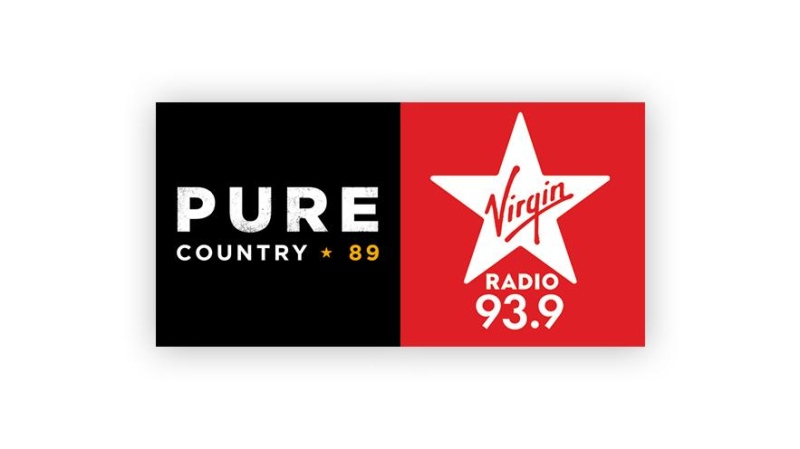 Logos for Pure Country 89 and and Virgin Radio 93.9 in Windsor. (Courtesy iHeartRadio Canada)