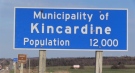 A sign for Kincardine, Ont. is seen Thursday, Nov. 19, 2020. (Scott Miller / CTV News)