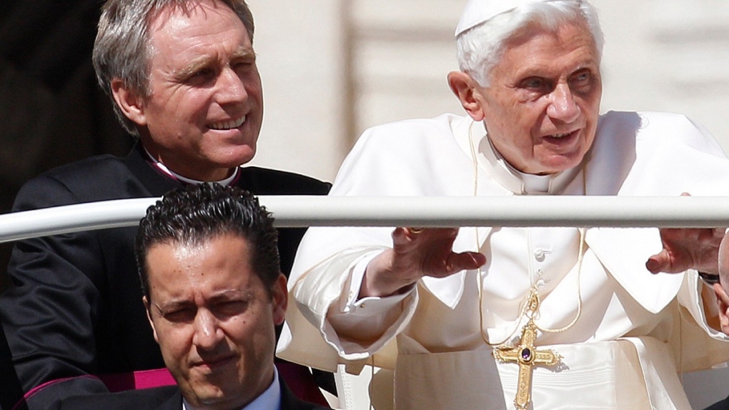 Paolo Gabriele, bottom left, with the Pope in 2012