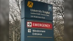 A sign for the London Health Sciences Centre's University Hospital in London, Ont. is seen Monday, Nov. 30, 2020. (Jim Knight / CTV News)