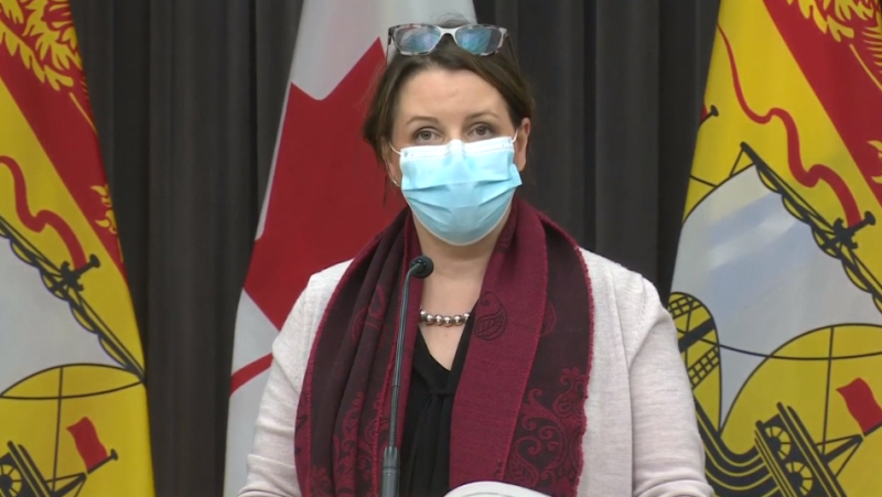 New Brunswick chief medical officer of health Dr. Jennifer Russell provides an update on COVID-19 at a news conference in Fredericton on Dec. 1, 2020.