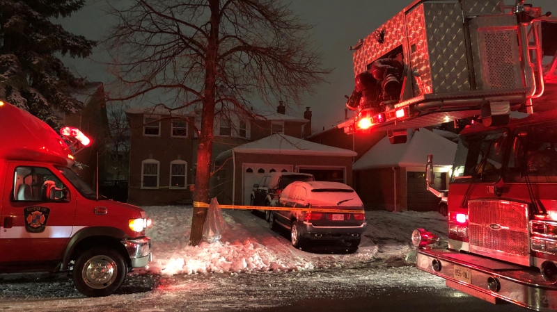 Police respond to a house fire on Nevada Court in Brampton Tuesday December 1, 2020. (Beth Macdonell)