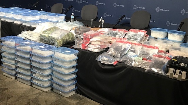 A large quantity of drugs recently seized by Toronto police as part of two separate investigations is shown. (Ron Dhaliwal)
