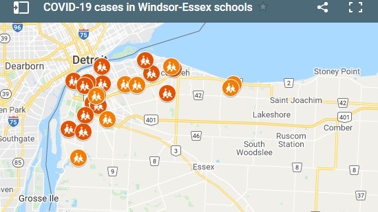 School tracker map in Windsor-Essex. (Courtesy Google Maps)
