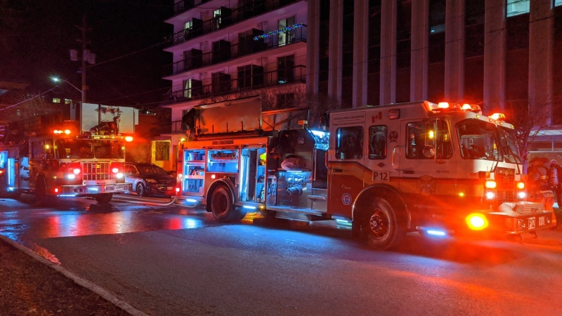 Ottawa firefighters battle an apartment fire on Argyle Avenue. Dec. 7, 2020. (Photo: Scott Stilborn / Ottawa Fire Services)