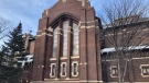 The south-facing facade of Knox United Church  would likely be blocked by the proposed development. (Francois Biber/CTV News)