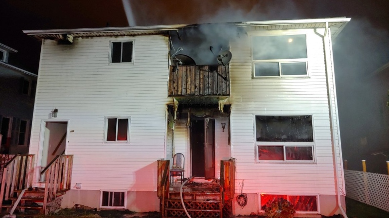 Leamington firefighters responded to a residential blaze on Talbot Street West in Leamington, Ont. on Tuesday, Dec. 8, 2020. (Courtesy Leamington Fire / Twitter)