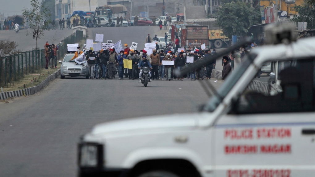 Protesters block the Jammu-Pathankot highway