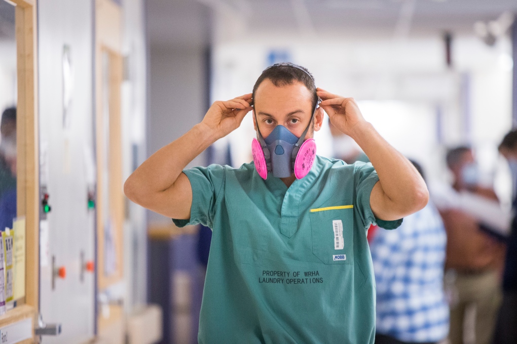 HSC worker in mask