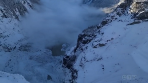 Flight over glacial slide shows extent of impact