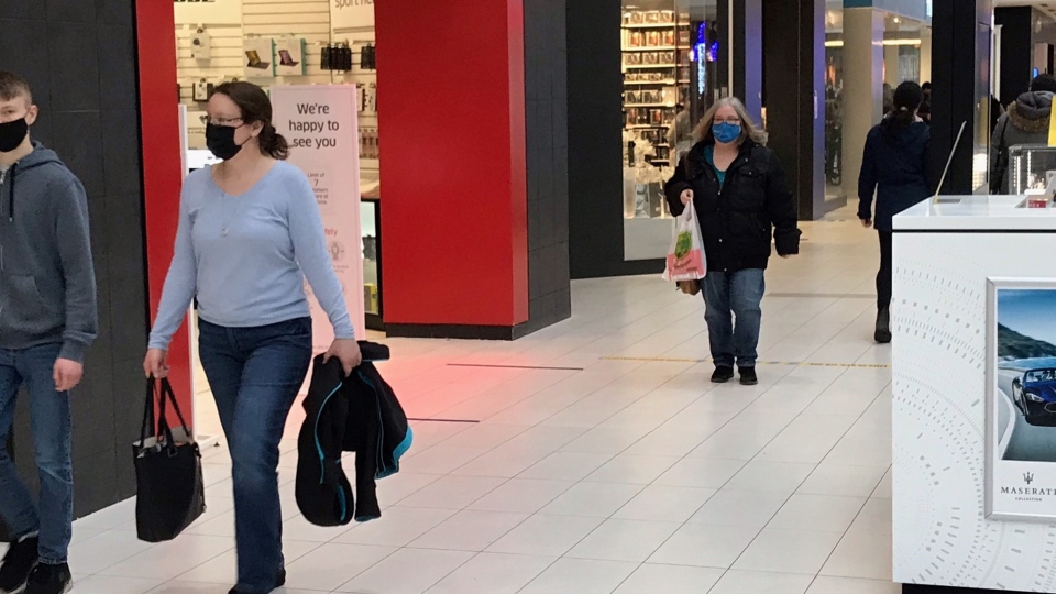 Shoppers inside mall