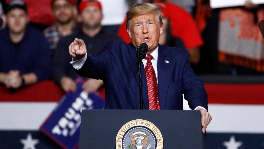 U.S. President Trump speaks at a campaign rally