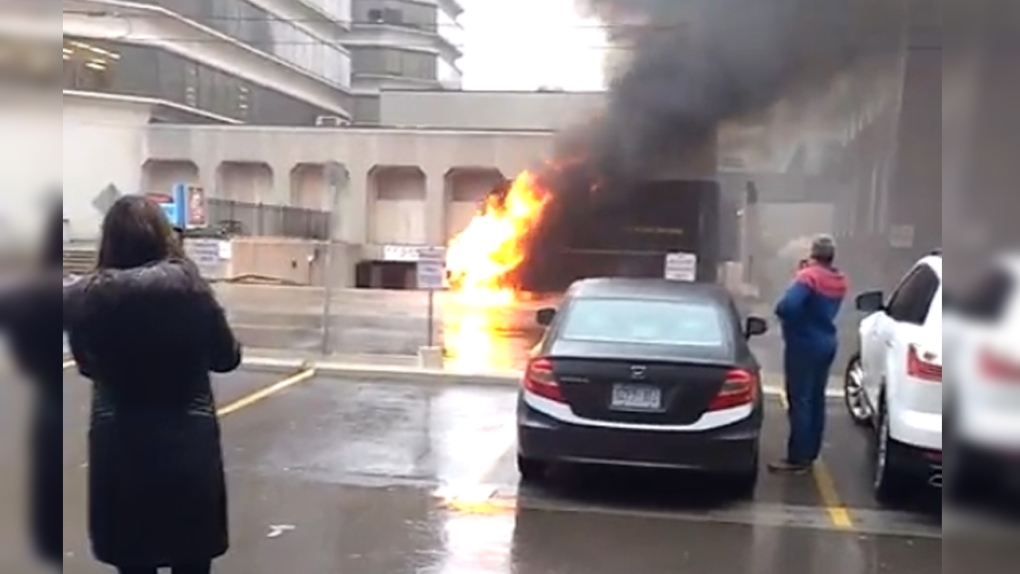 UPS truck on fire