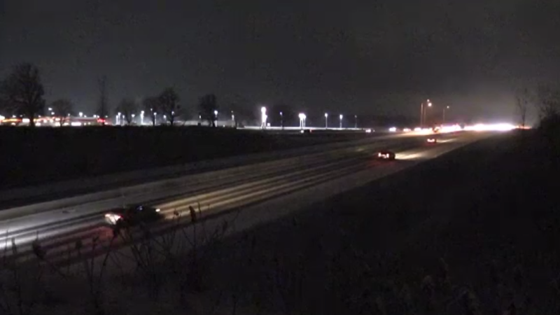 Traffic is directed off Highway 401 amid multiple crashes near Dorchester, Ont. on Thursday, Dec. 24, 2020. (Jim Knight / CTV News)