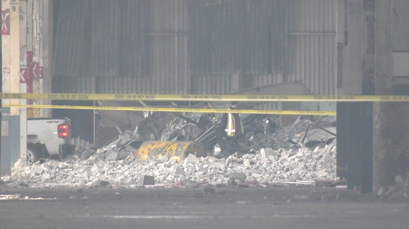 Investigators tape off the scene inside an industrial building in the 6500-block of Cantelon Drive in Windsor on Sunday, December 27, 2020. (Ricardo Veneza/CTV Windsor).

