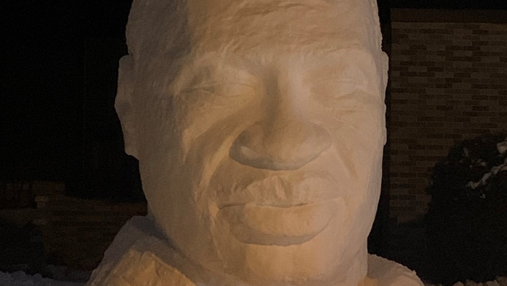 George Floyd snow sculpture
