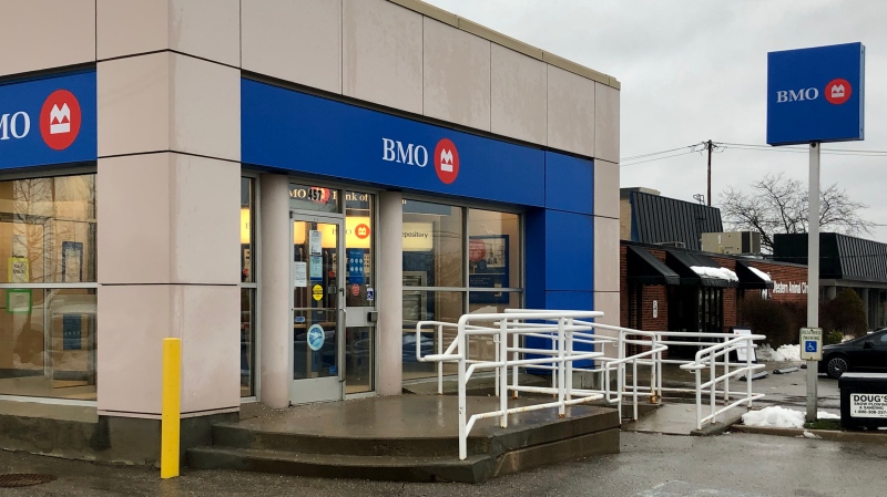 The BMO branch on Wharncliffe Road in London, Ont. is seen Wednesday, Dec. 30, 2020. (Jim Knight / CTV News)