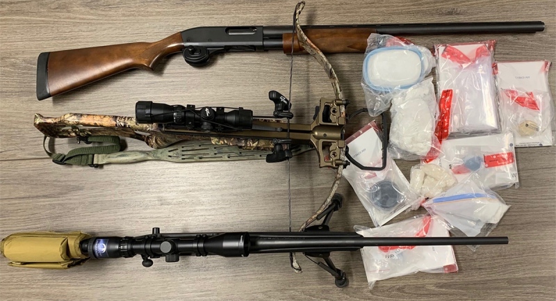 Drugs and weapons seized in St. Thomas, Ont. are seen in this image released by the St. Thomas Police Service.
