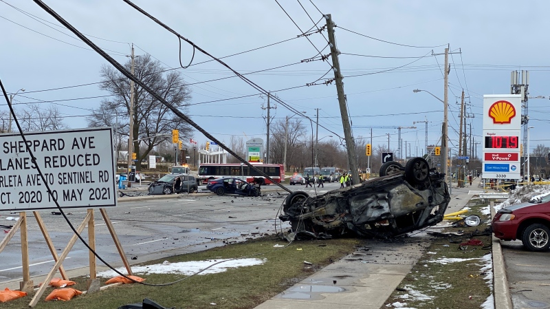 SIU are investigating a three-vehicle crash in Downsview that left six people hurt. (CTV News/Peter Muscat)